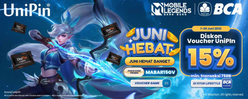 Juni Hebat (Juni Hemat Banget) - Diskon Hingga 15RB Voucher UniPin dan Voucher Games Pakai BCA